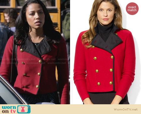 Ralph Lauren Double Breasted Military Cardigan worn by Kylie Bunbury on Twisted