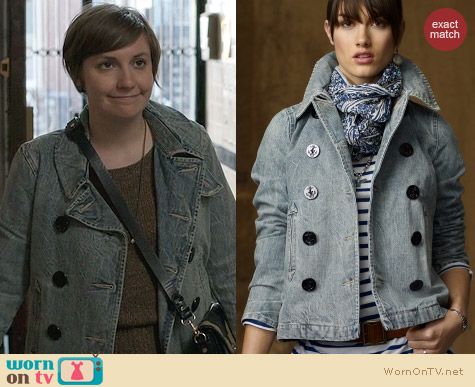 Ralph Lauren Faded Denim Pea Coat worn by Lena Dunham on Girls