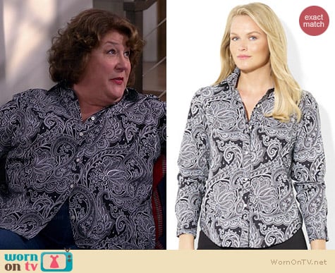 Ralph Lauren Plus Size Paisley Print Silk Shirt worn by Margo Martindale on The Millers