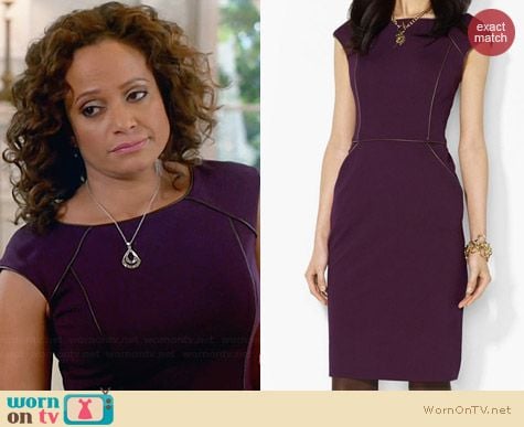 Ralph Lauren Purple Cap Sleeve Dress worn by Judy Reyes on Devious Maids