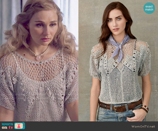 RRL Crocheted Linen Pullover worn by Scarlett O'Connor (Clare Bowen) on Nashville