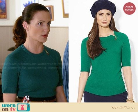 Ralph Lauren Green Shoulder Zip Sweater worn Kristin Davis on Bad Teacher