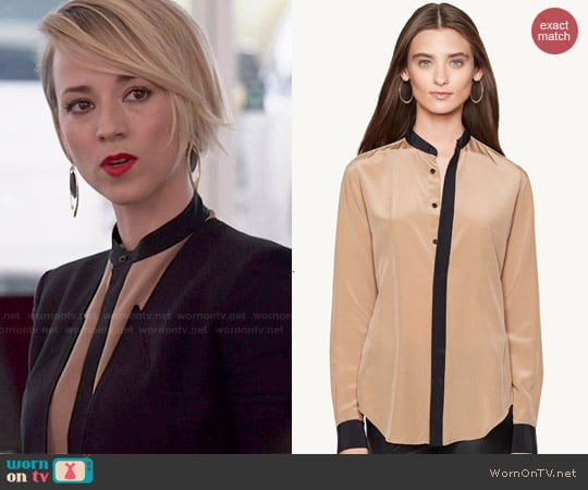 Ralph Lauren Silk Alfia Shirt worn by Margaux Lemarchal (Karine Vanasse) on Revenge