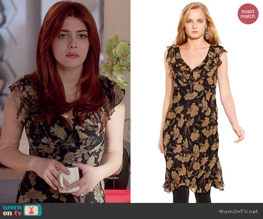 Ralph Lauren Silk Floral Ruffled Dress worn by Louise Ellis (Elena Satine) on Revenge