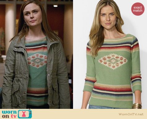 Lauren Ralph Lauren Southwestern Sweater worn by Emily Deschanel on Bones