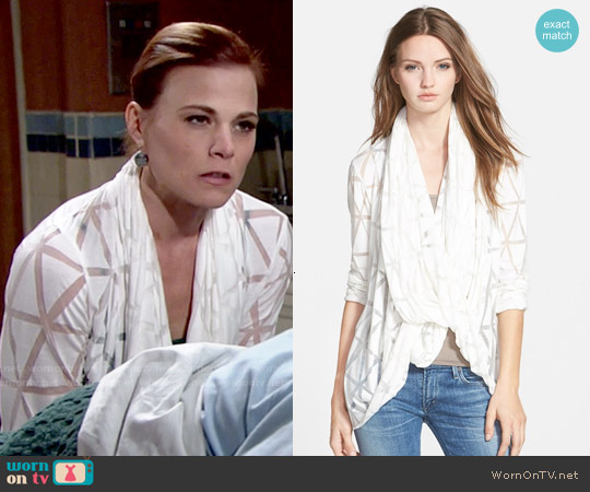 Après Ramy Brook 'Lenny' Drape Neck Cardigan worn by Phyllis Newman (Gina Tognoni) on The Young and the Restless