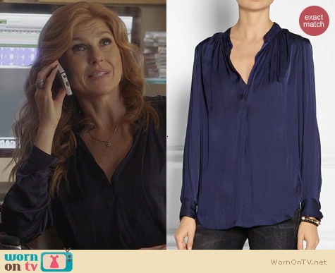 Raquel Allegra Crinkle Effect Satin Blouse worn by Connie Britton on Nashville