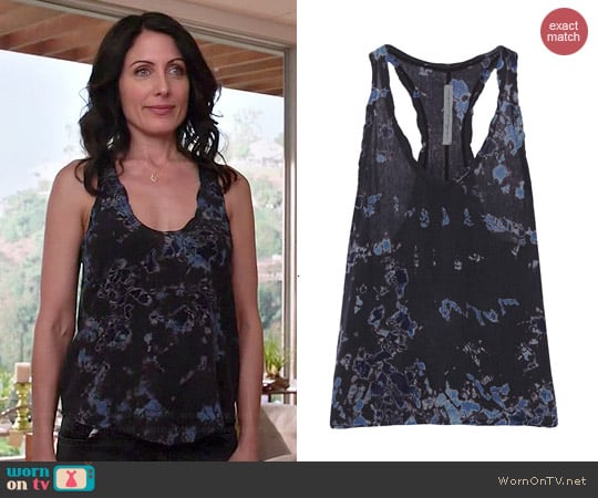 Raquel Allegra Printed Silk-bourette Tank worn by Lisa Edelstein on GG2D