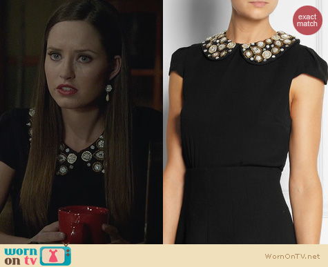 Ravenswood Fashion: Alice + Olivia Mary Embellished Collar Top worn by Merrit Patterson