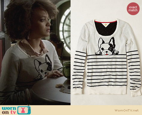 Fashion of Ravenswood: Anthropologie Top Dog Pullver worn by Britne Oldford