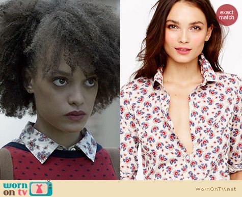 Ravenswood Fashion: J. Crew Papaya Paisley shirt worn by Britne Oldford