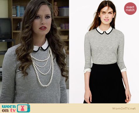 Ravenswood Fashion: J. Crew Tipped Silk Collar Top worn by Merritt Patterson