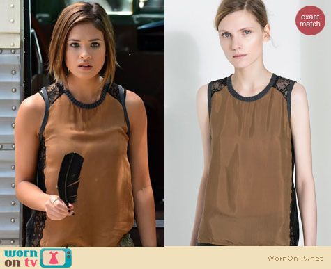 Ravenswood Fashion: Zara sleeveless lace shirt worn by Nicole Anderson