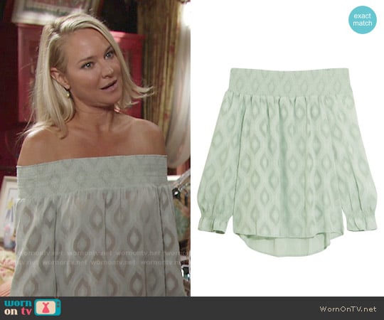 Rebecca Minkoff Atmosphere Top worn by Sharon Newman (Sharon Case) on The Young and the Restless