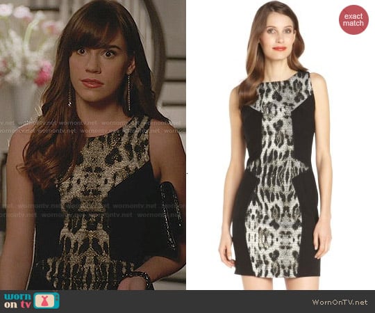 Rebecca Minkoff Moulin Sleeveless Seamed Snow Leopard Dress worn by Christa Allen on Revenge