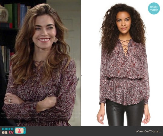 Rebecca Minkoff North Printed Top worn by Victoria Newman (Amelia Heinle) on The Young and the Restless