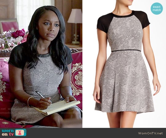 Rebecca Taylor Short Sleeve Genuine Leather Trim Jacquard Dress worn by Michaela Pratt (Aja Naomi King) on How to Get Away with Murder