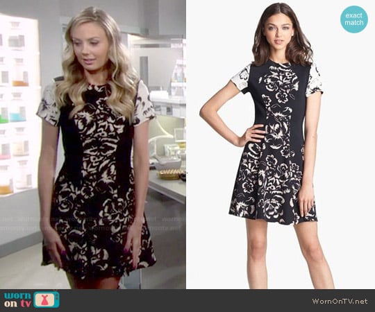 Rebecca Taylor 'Artisanal Blocked' Print Silk A-Line Dress worn by Abby Newman (Melissa Ordway) on The Young and the Restless