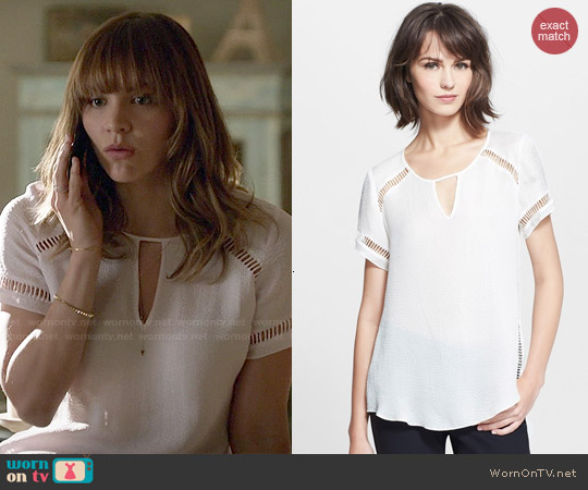 Rebecca Taylor Ladder Stitch Textured Silk Top worn by Paige Dineen (Katharine McPhee) on Scorpion