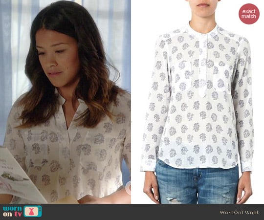 Rebecca Taylor Block-Print Cotton Silk Top worn by Gina Rodriguez on Jane the Virgin