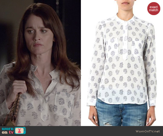 Rebecca Taylor Block Print Cotton Silk Top worn by Robin Tunney on The Mentalist