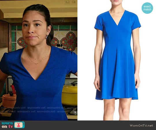 Rebecca Taylor Short Sleeve Fit and Flare Dress worn by Jane Villanueva (Gina Rodriguez) on Jane the Virgin