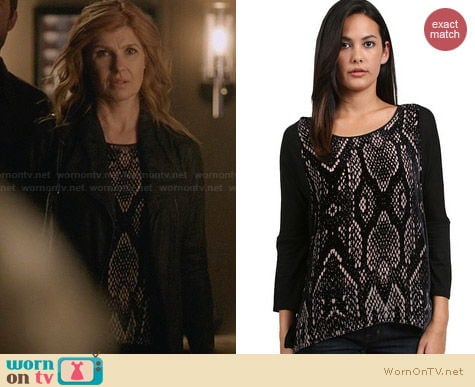 Rebecca Taylor Burnout Slouchy Python Print Top worn by Connie Britton on Nashville