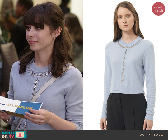 Rebecca Taylor Crop Chain Pullover in Icy Blue worn by Cristin Milioti on A to Z