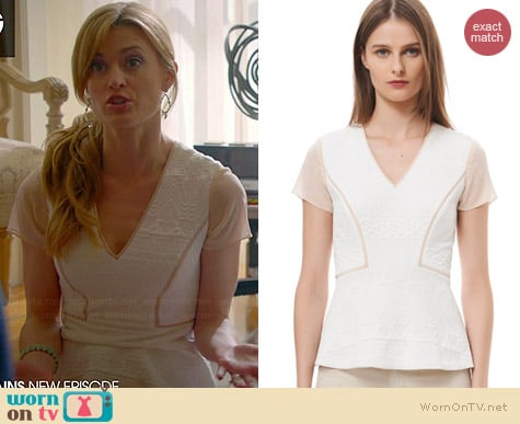 Rebecca Taylor Diamond Jacquard Peplum Top worn by Brooke D'Orsay on Royal Pains