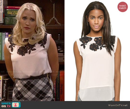 Rebecca Taylor Floral Lace Applique Top worn by Gabi Diamond (Emily Osment) on Young and Hungry