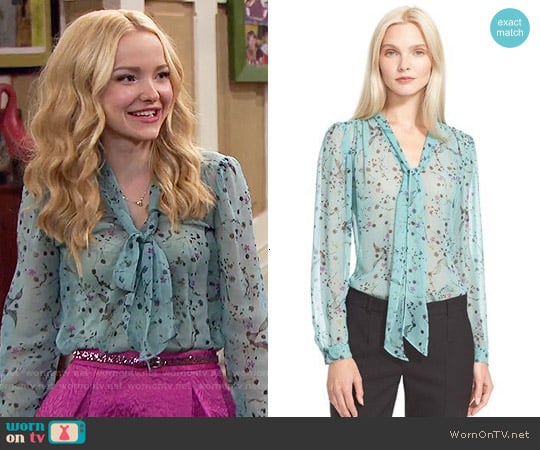 Rebecca Taylor Floral Print Tie Neck Top worn by Liv Rooney (Dove Cameron) on Liv and Maddie