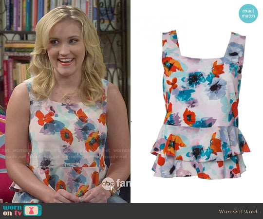 Rebecca Taylor Floral Ruffle Top worn by Gabi Diamond (Emily Osment) on Young and Hungry