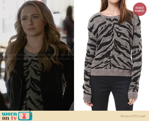 Rebecca Taylor Grey Zebra Stripe Pullover worn by Hayden Panettiere on Nashville