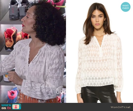 Rebecca Taylor Ice Cap Top in Snow worn by Rainbow Johnson (Tracee Ellis Ross) on Black-ish