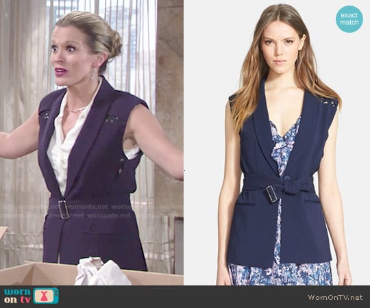 Rebecca Taylor Lace Detail Suiting Vest worn by Chelsea Lawson (Melissa Claire Egan) on The Young and the Restless