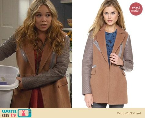 Rebecca Taylor Leather Sleeve Coat worn by Amanda Fuller on Last Man Standing