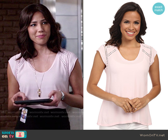 Rebecca Taylor Lila Top in Blossom worn by Angela Montenegro (Michaela Conlin) on Bones