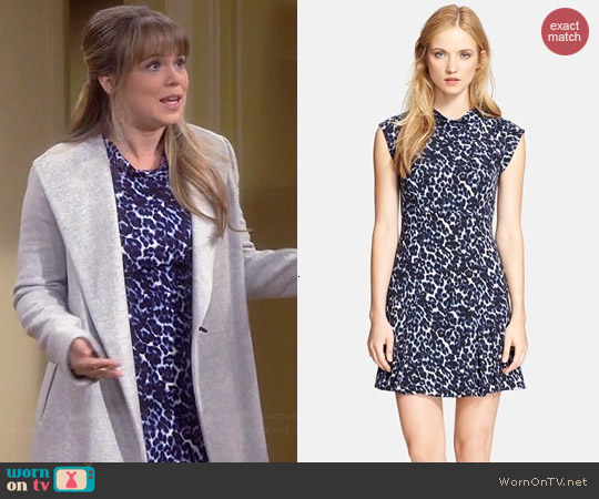 Rebecca Taylor Lynx Print Mock Neck Dress worn by Amanda Fuller on Last Man Standing