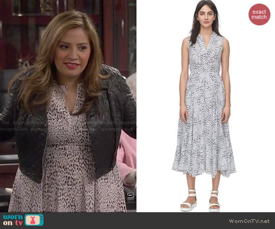 Rebecca Taylor Ombre Leopard Ruched Dress worn by Cristela (Cristela Alonzo) on Cristela