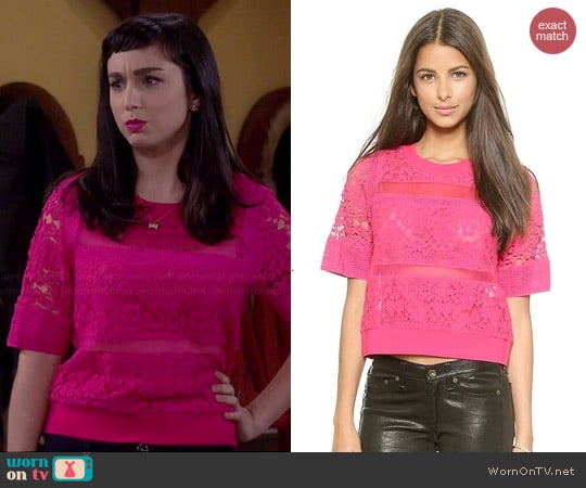 Rebecca Taylor Patch Lace Top worn by Molly Ephraim on Last Man Standing