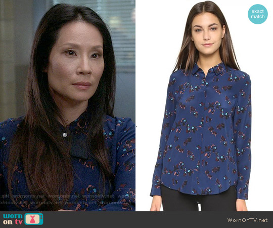 Rebecca Taylor Pinwheel Posey Top in Galaxy Combo worn by Joan Watson (Lucy Liu) on Elementary