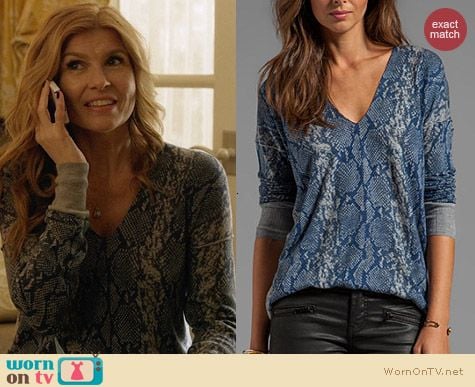 Rebecca Taylor Snake printed sweater worn by Connie Britton on Nashville