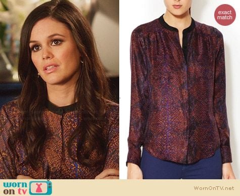 Rebecca Taylor Python Print Henley Blouse worn by Rachel Bilson on Hart of Dixie