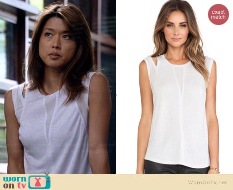 Rebecca Taylor Shoulder Cutout Tank worn by Grace Parks on Hawaii Five-O