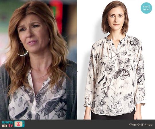 Rebecca Taylor Silk Botanical Print Blouse worn by Rayna Jaymes (Connie Britton) on Nashville