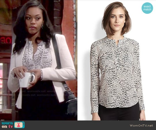 Rebecca Taylor Silk Leopard-Print Blouse worn by Hilary Curtis (Mishael Morgan) on The Young and the Restless