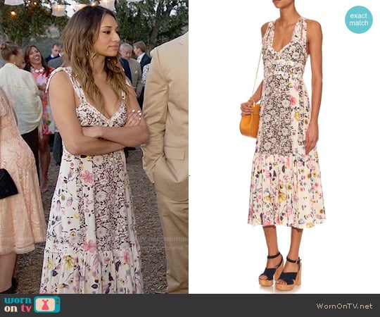 Rebecca Taylor Sleeveless Floral Print Silk Dress worn by May on New Girl