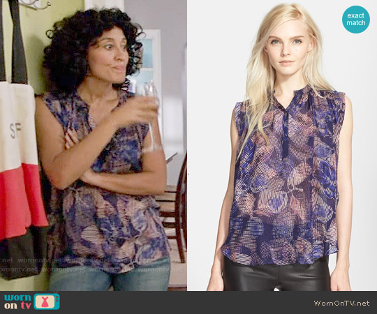 Rebecca Taylor 'Sonic Garden' Sleeveless Silk Top worn by Rainbow Johnson (Tracee Ellis Ross) on Black-ish