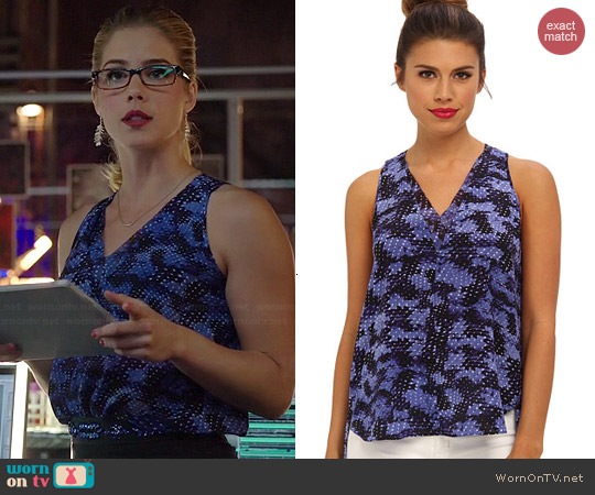 Rebecca Taylor Summer Storm Print Blouse worn by Emily Bett Rickards on Arrow