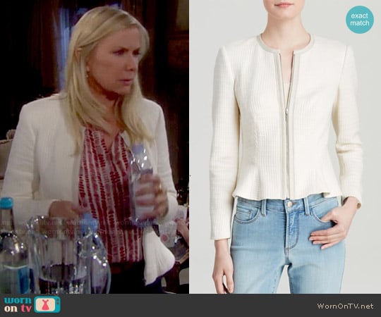 Rebecca Taylor Textured Peplum Jacket worn by Brooke Logan (Katherine Kelly Lang) on The Bold and the Beautiful